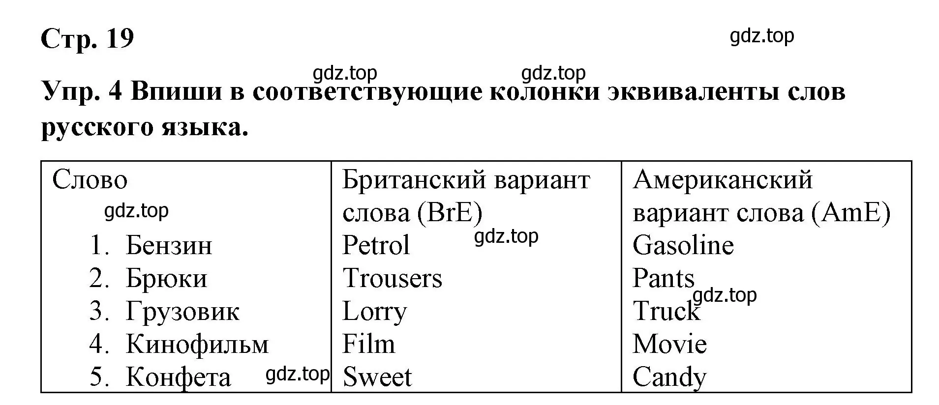 Решение номер 4 (страница 19) гдз по английскому языку 7 класс Афанасьева, Михеева, контрольные работы