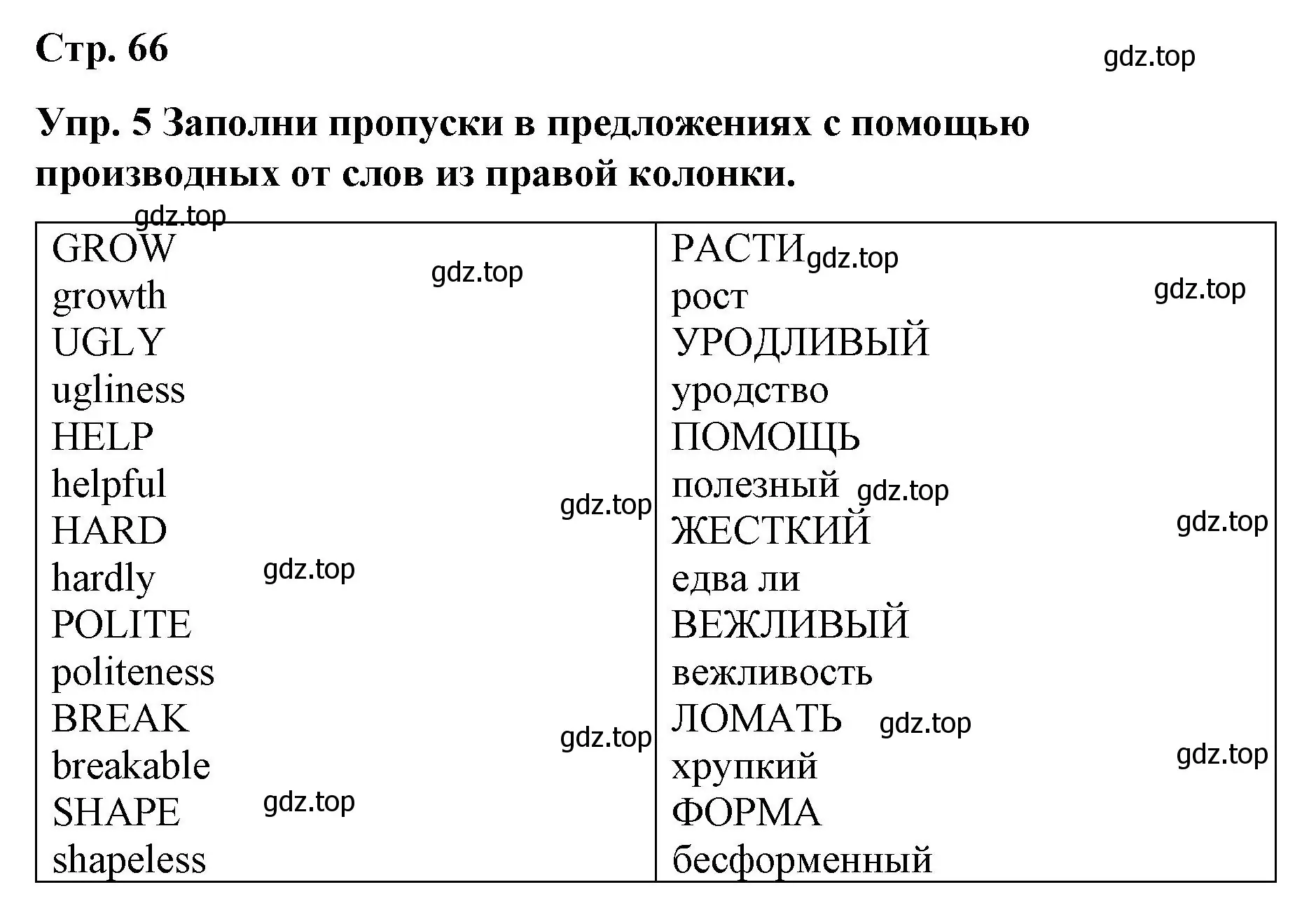 Решение номер 5 (страница 66) гдз по английскому языку 7 класс Афанасьева, Михеева, контрольные работы