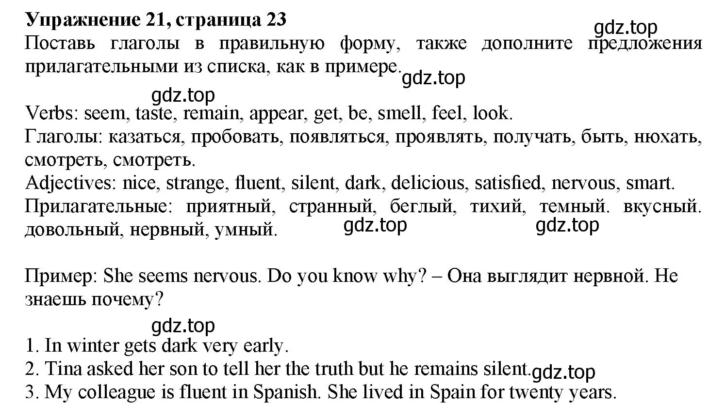 Решение номер 21 (страница 23) гдз по английскому языку 7 класс Тимофеева, грамматический тренажёр