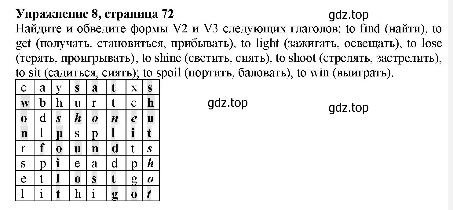 Решение номер 8 (страница 72) гдз по английскому языку 7 класс Тимофеева, грамматический тренажёр