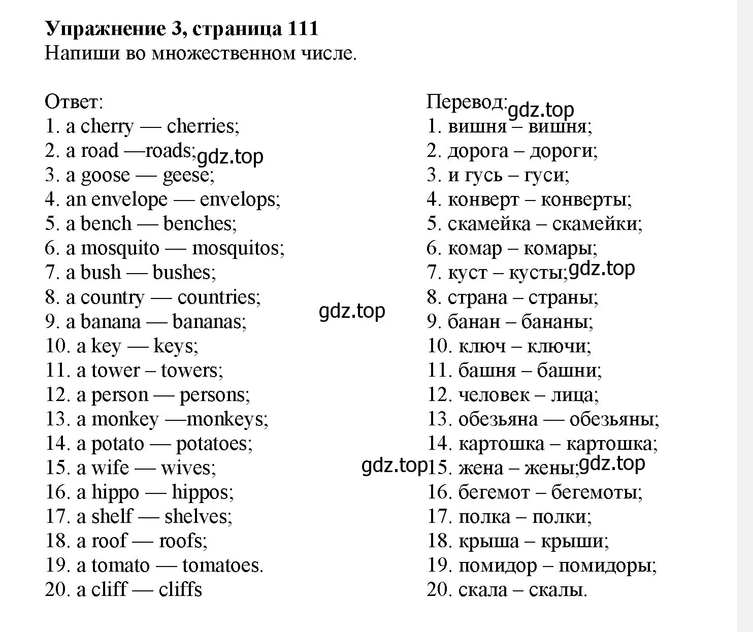 Решение номер 3 (страница 111) гдз по английскому языку 7 класс Тимофеева, грамматический тренажёр