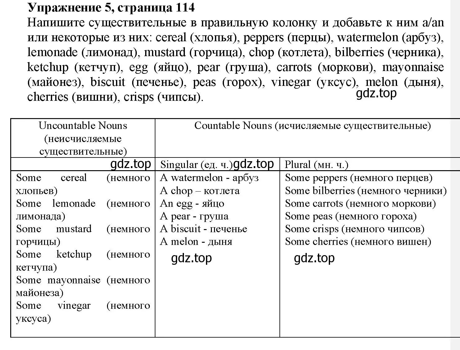 Решение номер 5 (страница 114) гдз по английскому языку 7 класс Тимофеева, грамматический тренажёр