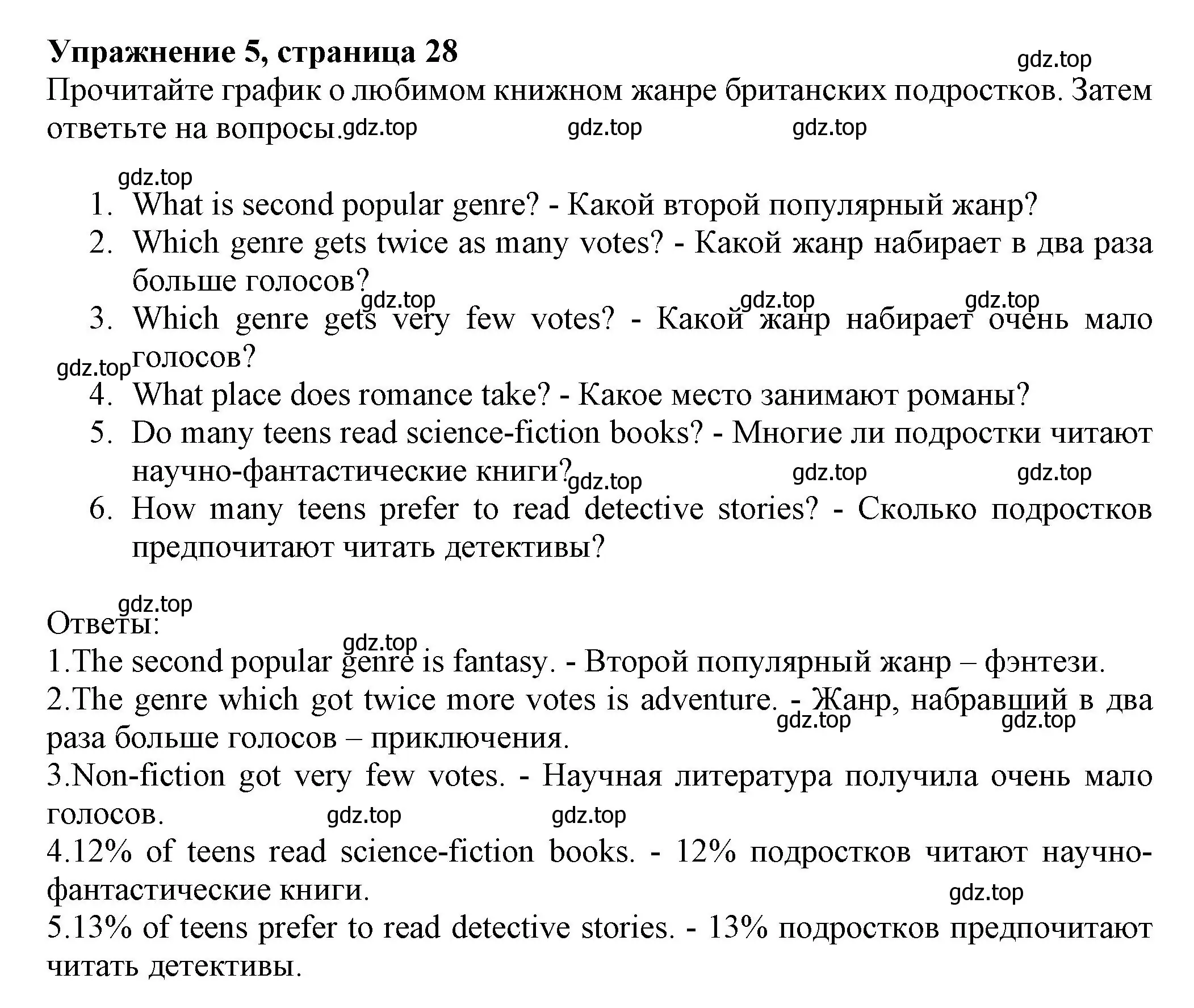 Решение номер 5 (страница 28) гдз по английскому языку 7 класс Ваулина, Подоляко, тренировочные упражнения в формате ОГЭ