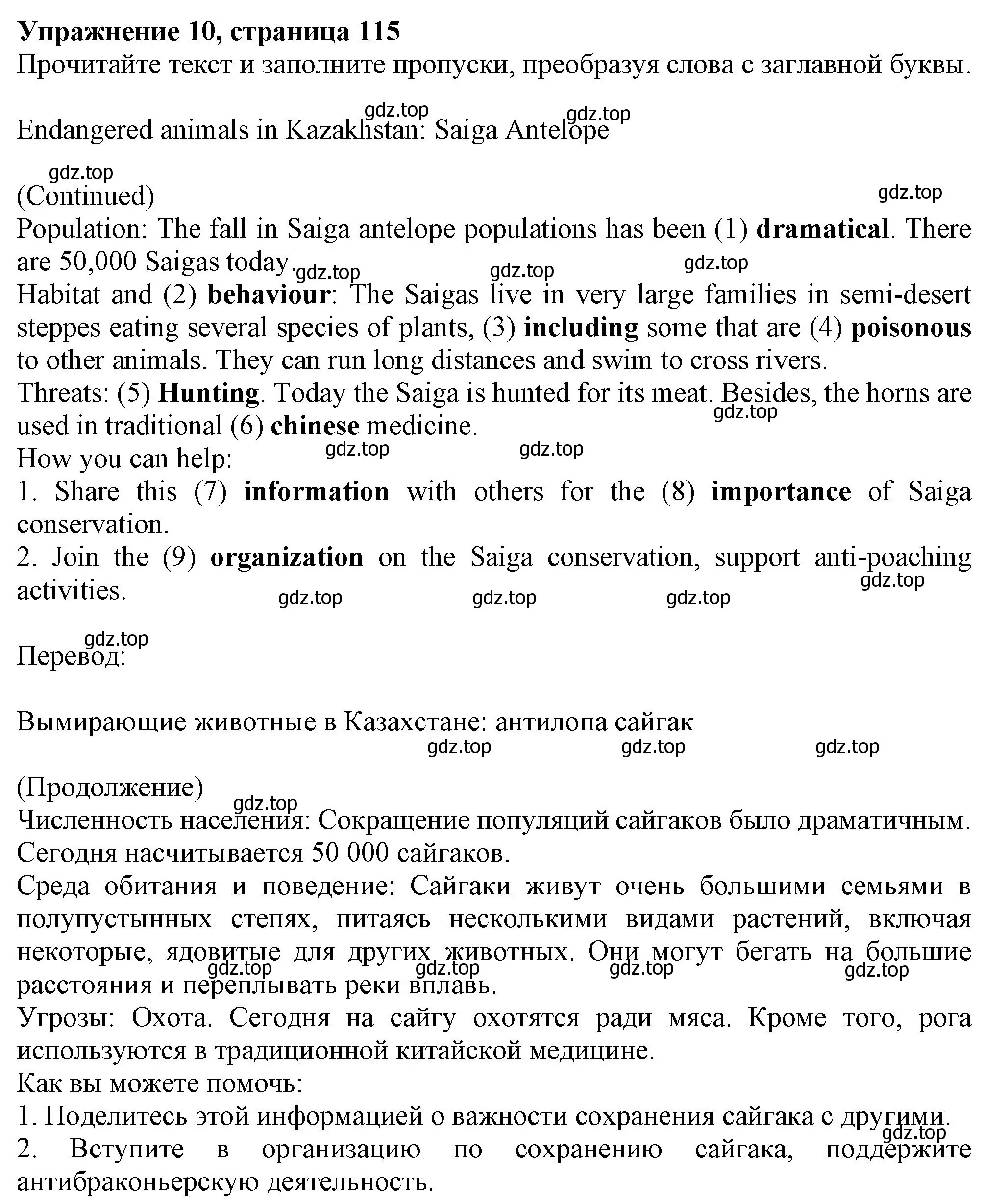 Решение номер 10 (страница 115) гдз по английскому языку 7 класс Ваулина, Подоляко, тренировочные упражнения в формате ОГЭ