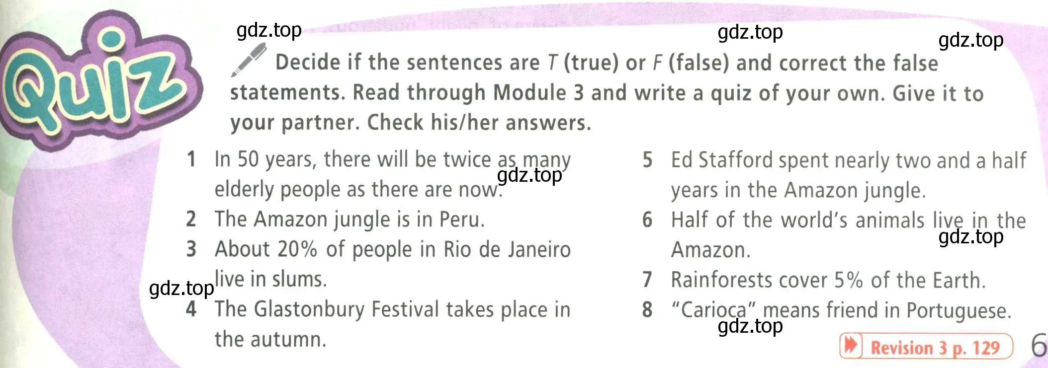 Условие  Quiz (страница 65) гдз по английскому языку 8 класс Баранова, Дули, учебник