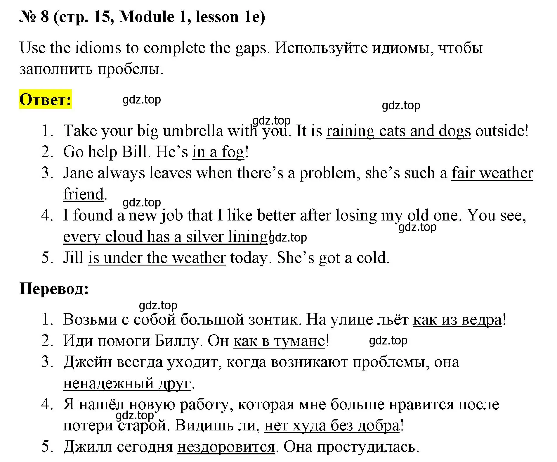 Решение номер 8 (страница 15) гдз по английскому языку 8 класс Баранова, Дули, учебник