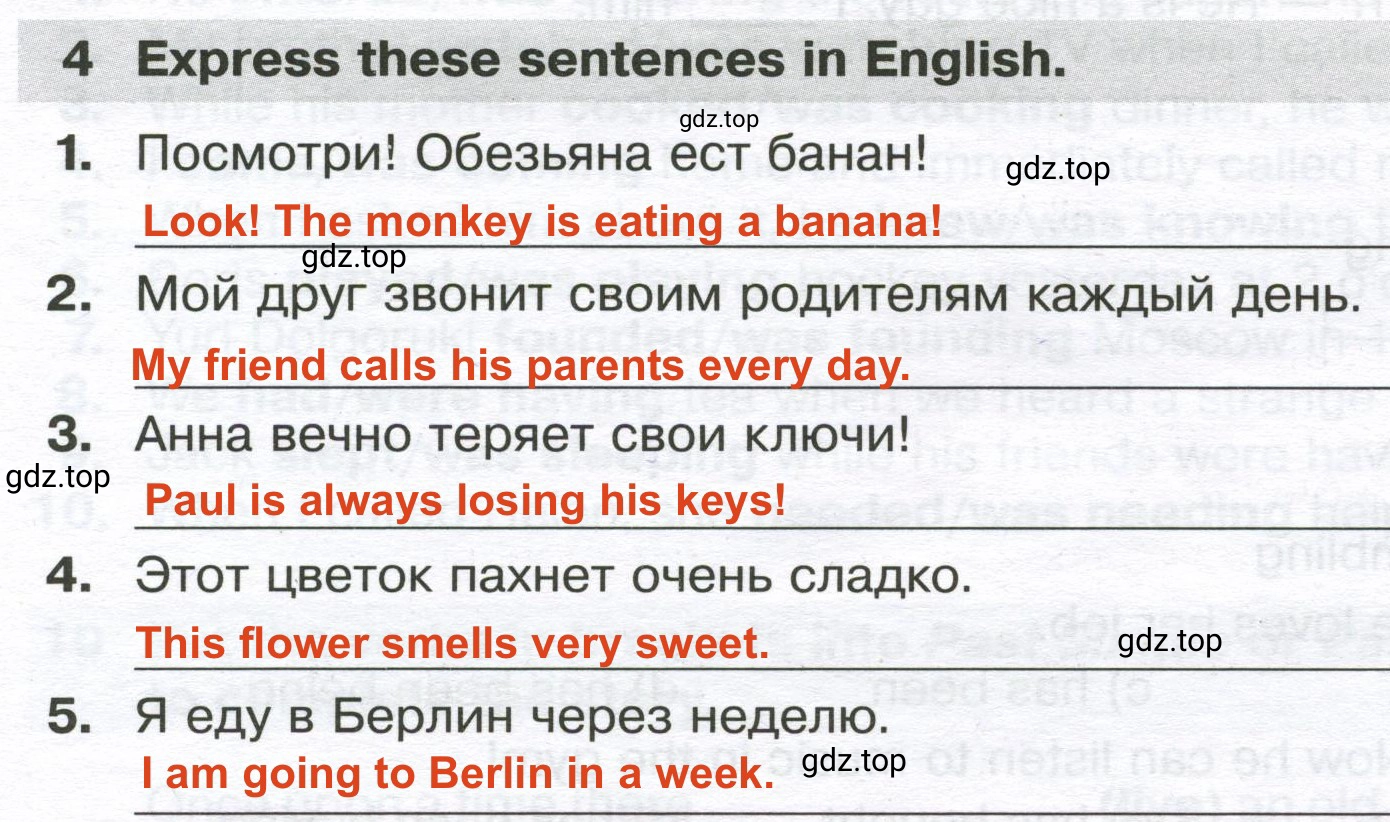 Решение 2. номер 4 (страница 5) гдз по английскому языку 8 класс Иняшкин, Комиссаров, сборник грамматических упражнений