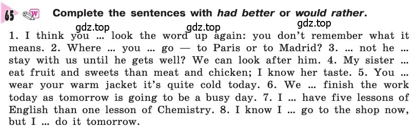 Условие номер 65 (страница 207) гдз по английскому языку 8 класс Афанасьева, Михеева, учебник