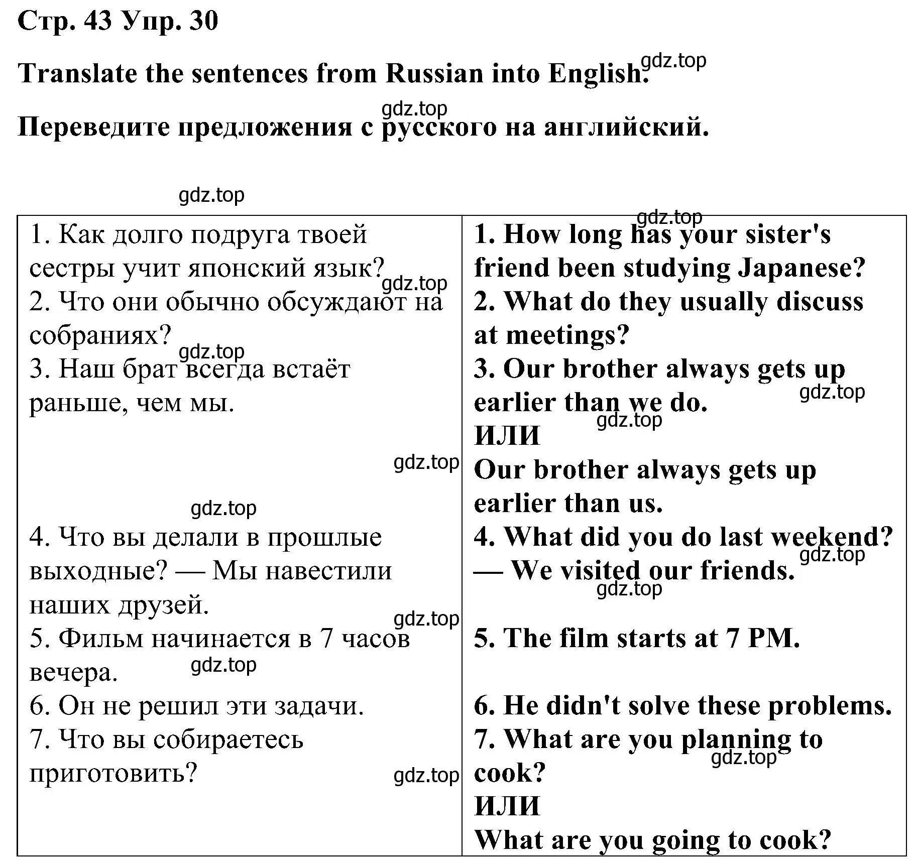 Решение номер 30 (страница 43) гдз по английскому языку 8 класс Тимофеева, грамматический тренажёр