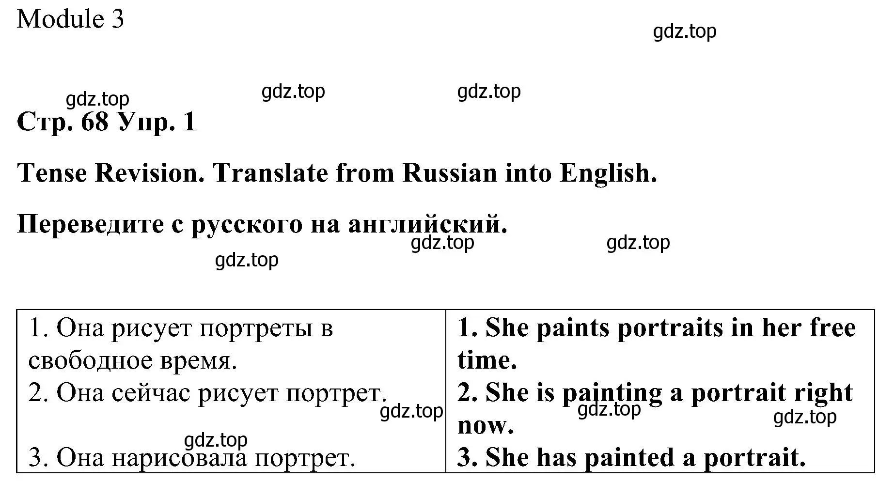 Решение номер 1 (страница 68) гдз по английскому языку 8 класс Тимофеева, грамматический тренажёр