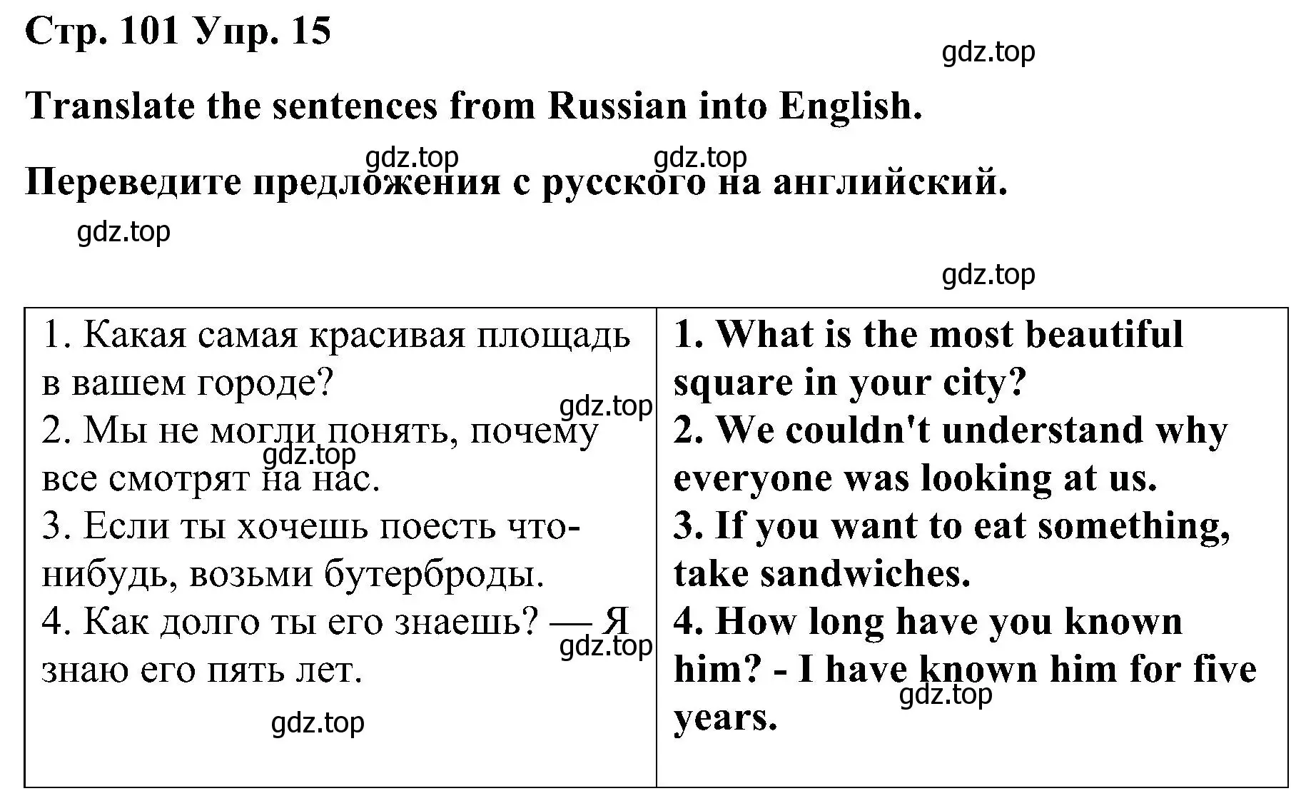 Решение номер 15 (страница 101) гдз по английскому языку 8 класс Тимофеева, грамматический тренажёр