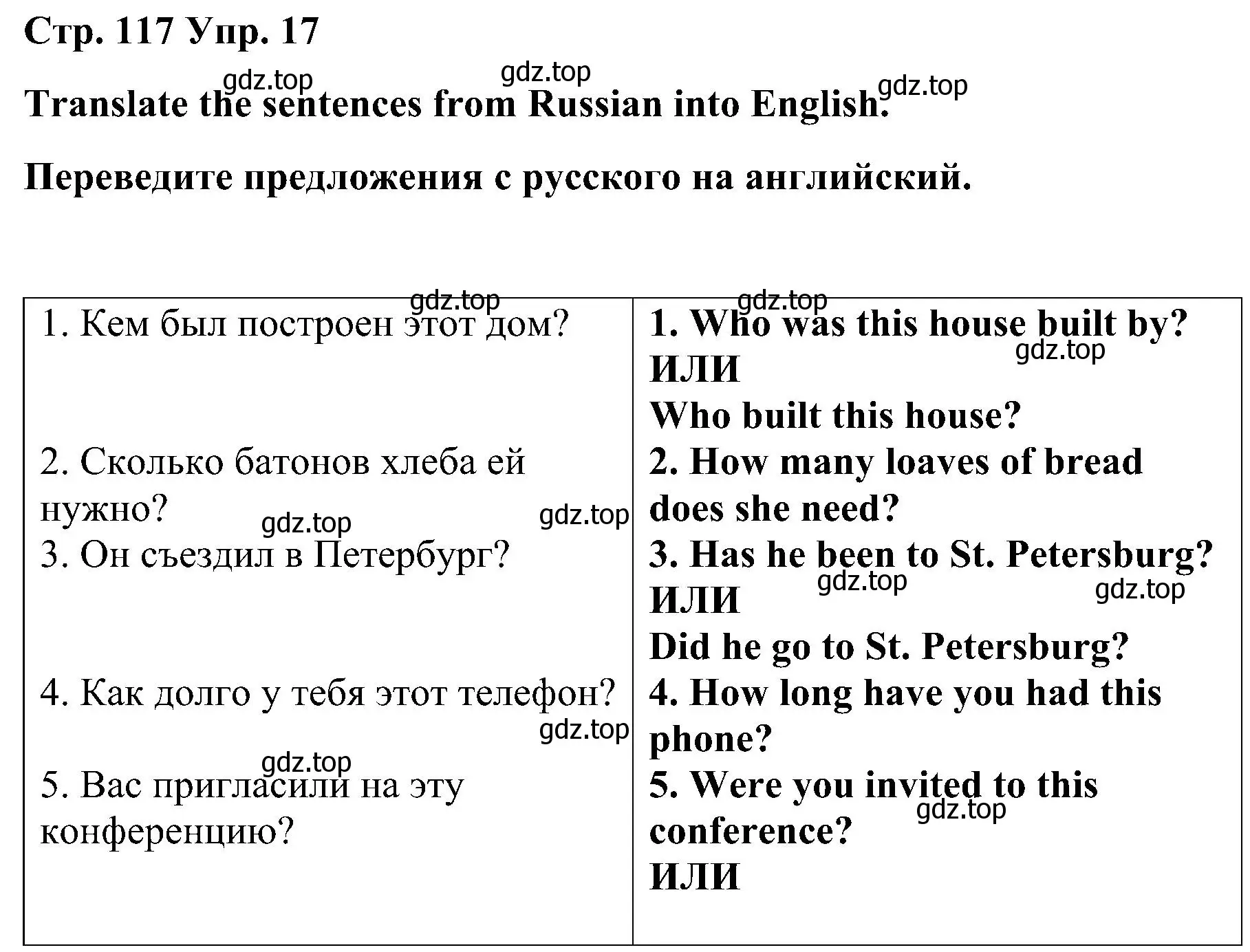 Решение номер 17 (страница 117) гдз по английскому языку 8 класс Тимофеева, грамматический тренажёр