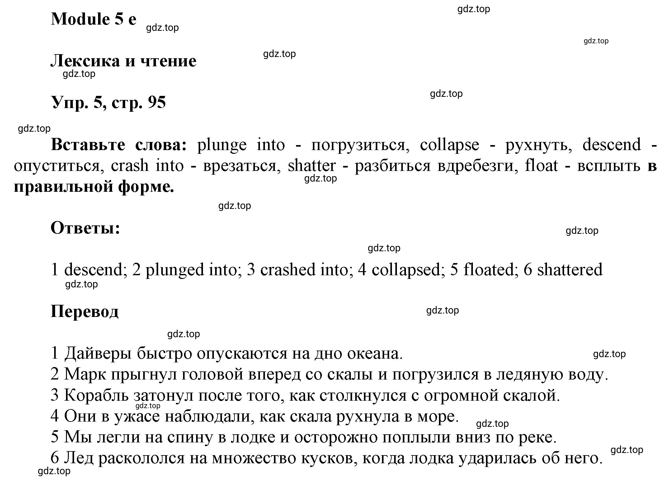 Решение номер 5 (страница 95) гдз по английскому языку 9 класс Баранова, Дули, учебник