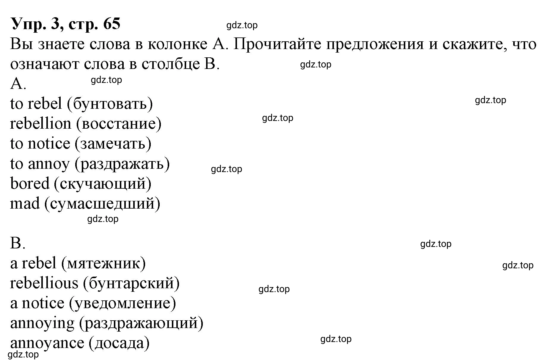 Решение номер 3 (страница 65) гдз по английскому языку 9 класс Афанасьева, Михеева, учебник 2 часть