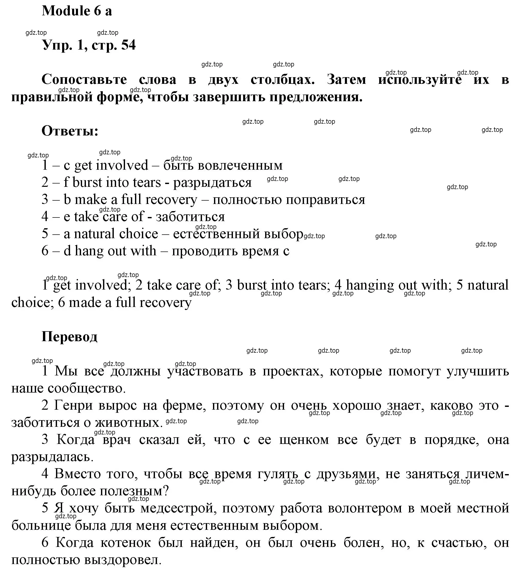 Решение номер 1 (страница 54) гдз по английскому языку 9 класс Ваулина, Дули, рабочая тетрадь