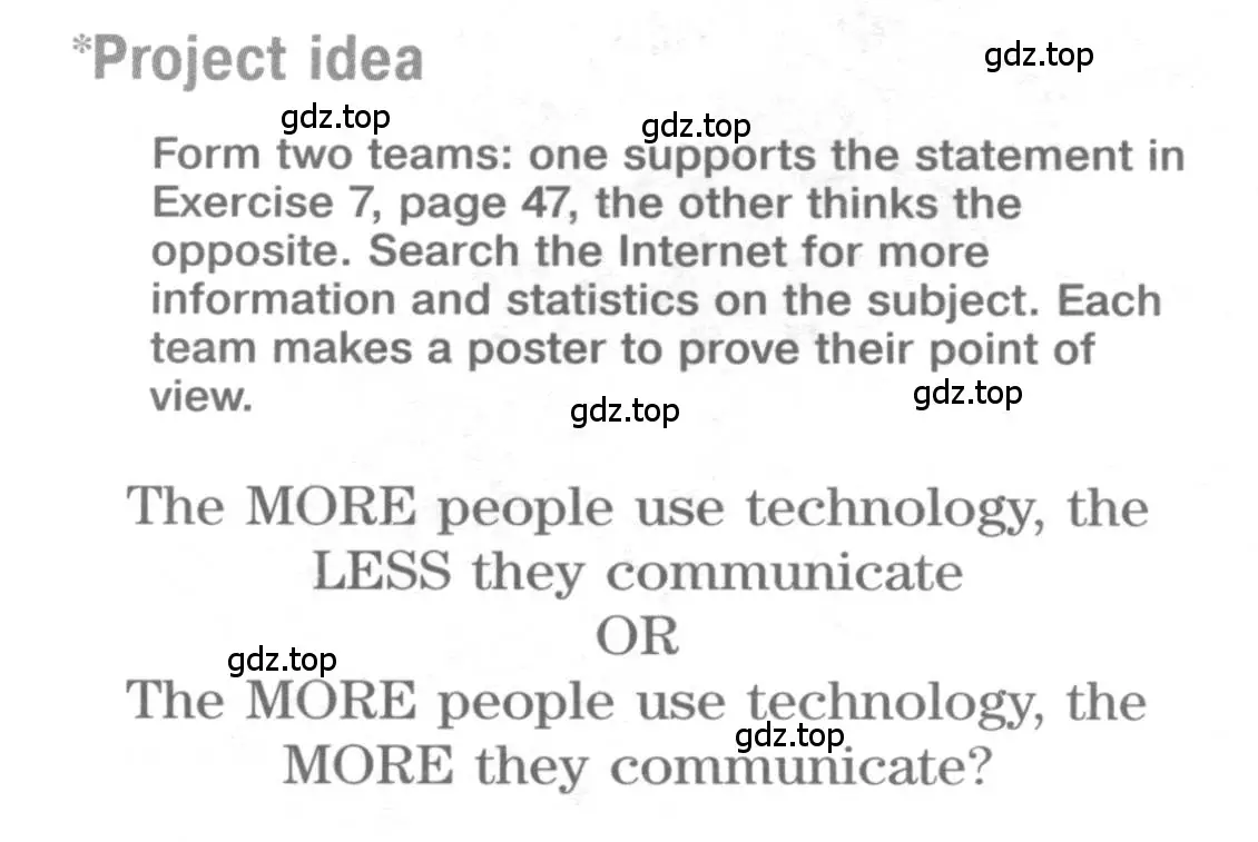 Условие  Project idea (страница 49) гдз по английскому языку 9 класс Вербицкая, Маккин, учебник