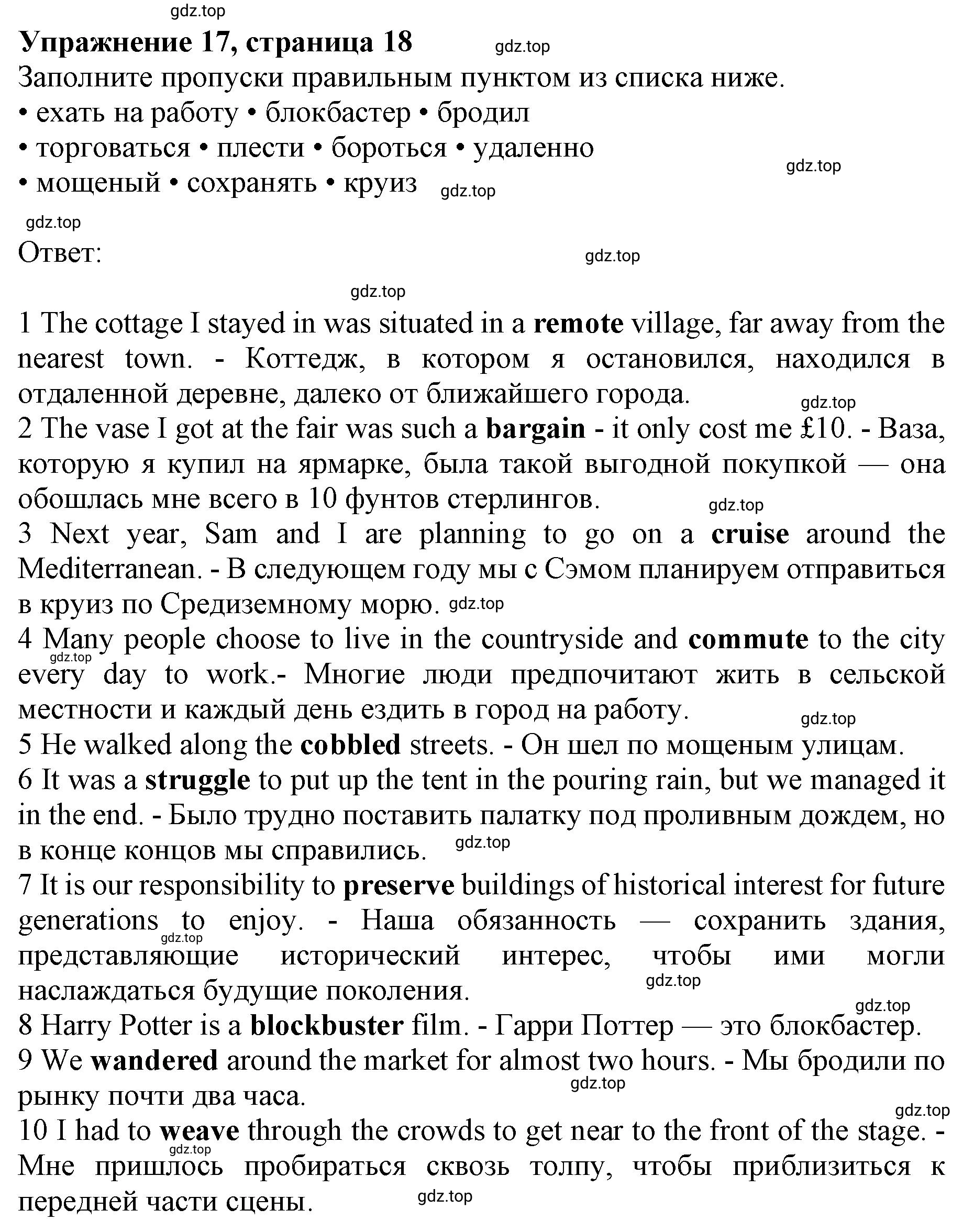 Решение номер 17 (страница 18) гдз по английскому языку 10 класс Баранова, Дули, лексический практикум