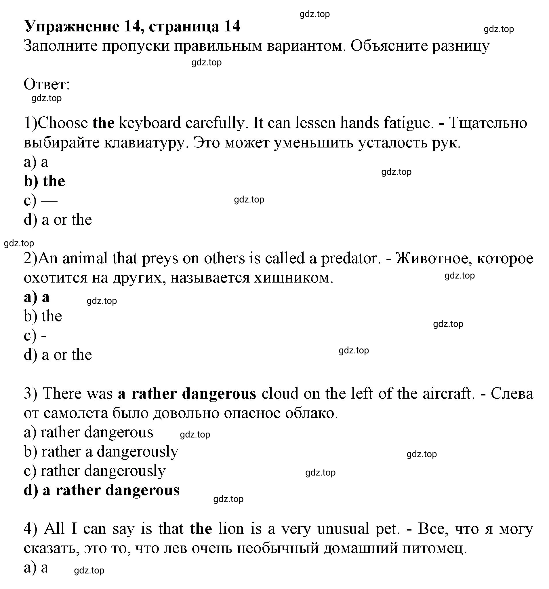 Решение номер 14 (страница 14) гдз по английскому языку 10 класс Мильруд, сборник грамматических упражнений