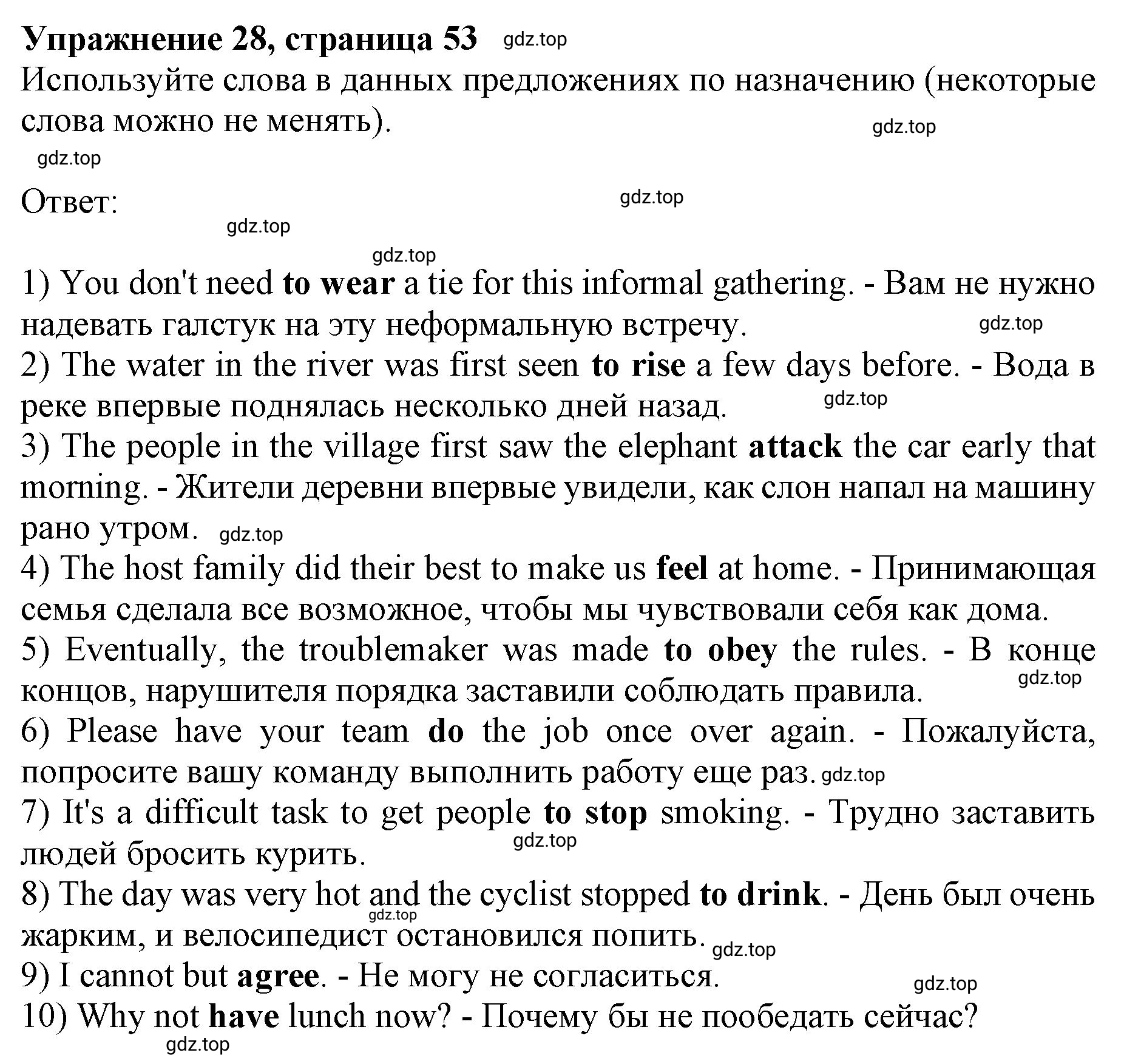 Решение номер 28 (страница 53) гдз по английскому языку 10 класс Мильруд, сборник грамматических упражнений