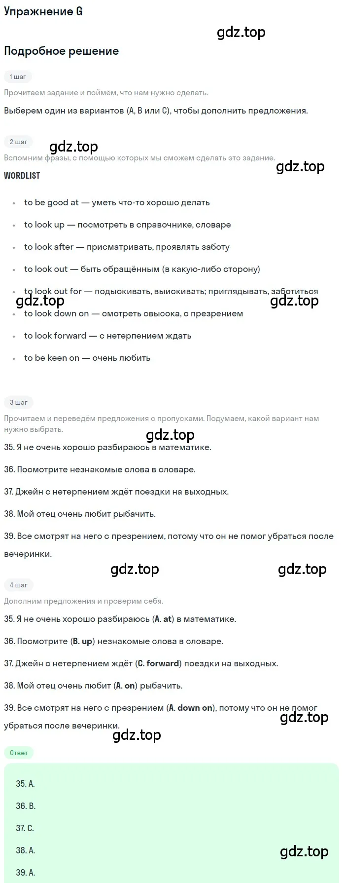 Решение  G (страница 11) гдз по английскому языку 10 класс Афанасьева, Дули, контрольные задания