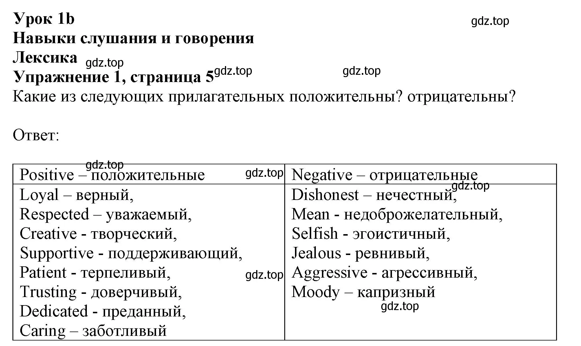 Решение номер 1 (страница 5) гдз по английскому языку 10 класс Афанасьева, Дули, рабочая тетрадь