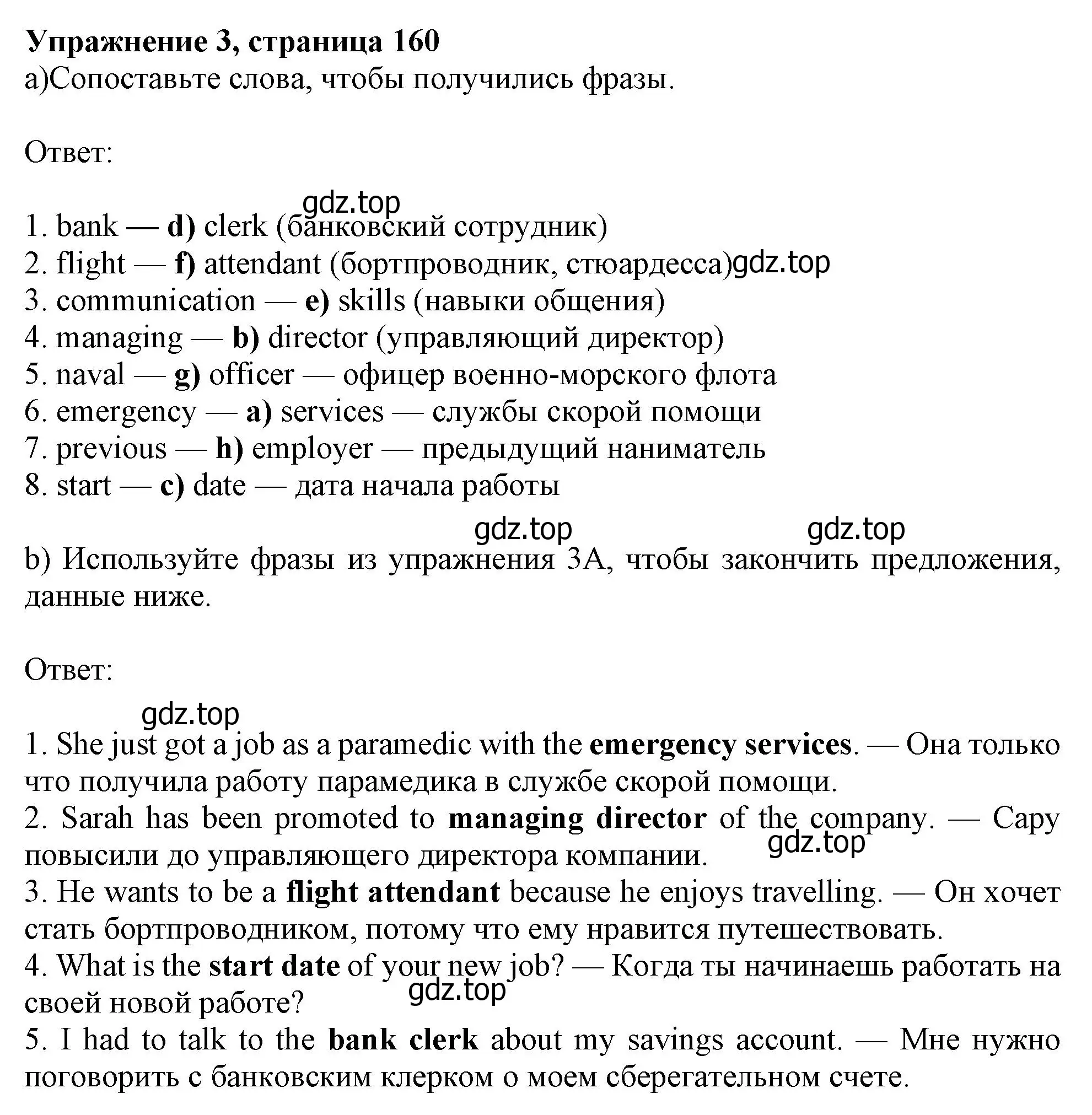 Решение номер 3 (страница 160) гдз по английскому языку 10 класс Афанасьева, Дули, учебник