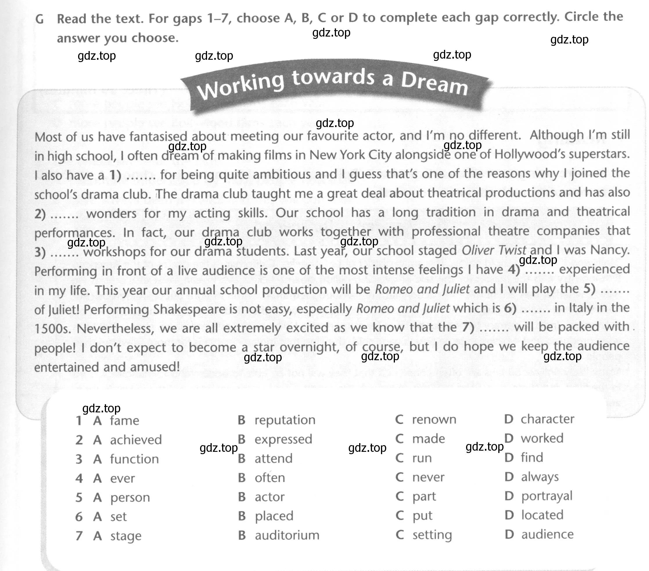 Условие  G (страница 7) гдз по английскому языку 10 класс Баранова, Дули, контрольные задания