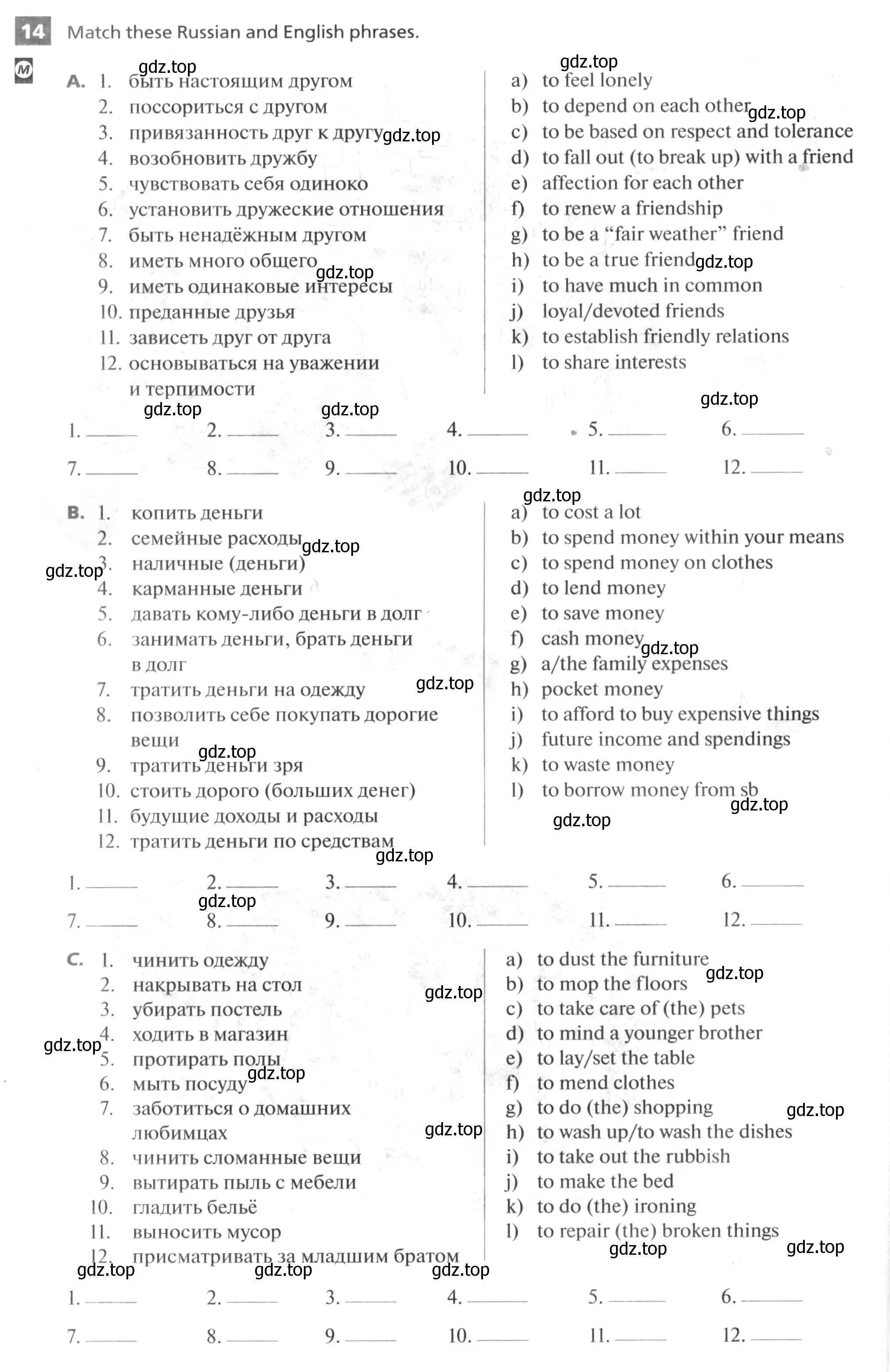 Условие номер 14 (страница 38) гдз по английскому языку 10 класс Афанасьева, Михеева, рабочая тетрадь