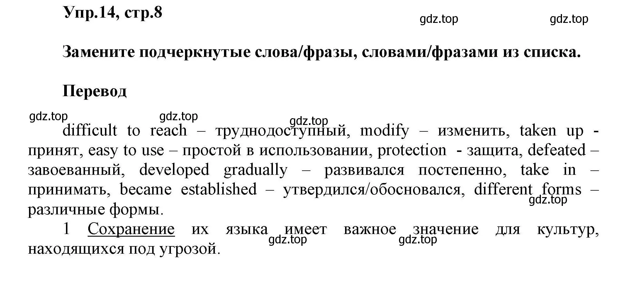 Решение номер 14 (страница 8) гдз по английскому языку 11 класс Баранова, Дули, лексический практикум