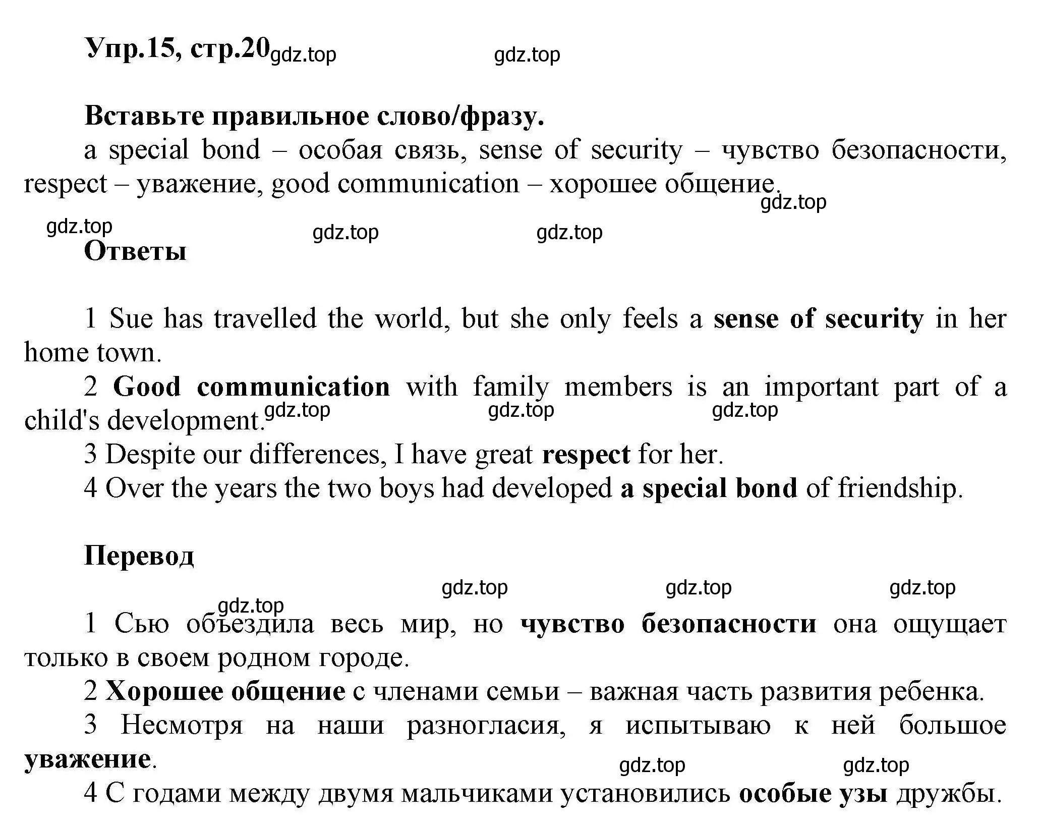 Решение номер 15 (страница 20) гдз по английскому языку 11 класс Баранова, Дули, лексический практикум