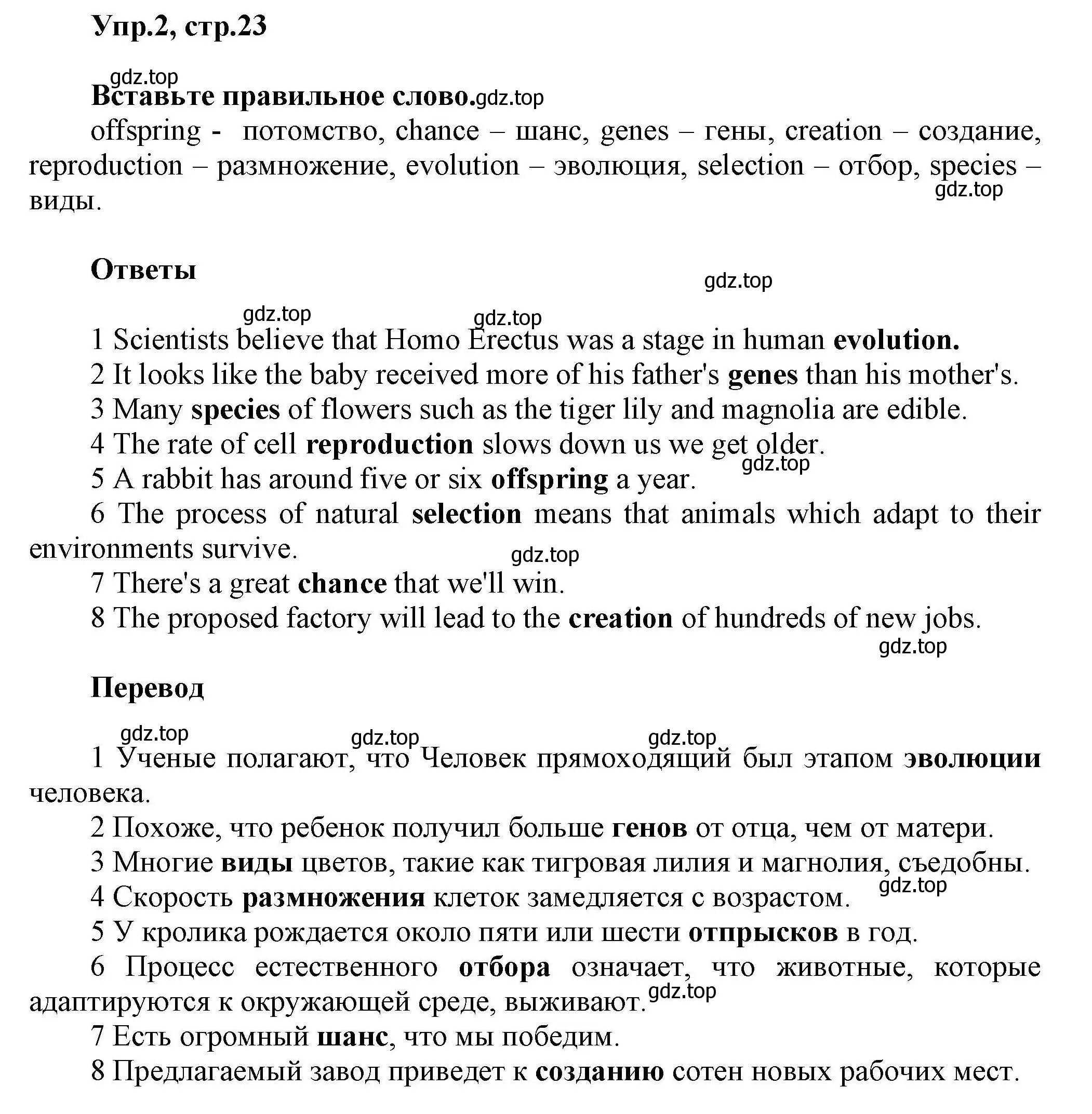 Решение номер 2 (страница 23) гдз по английскому языку 11 класс Баранова, Дули, лексический практикум