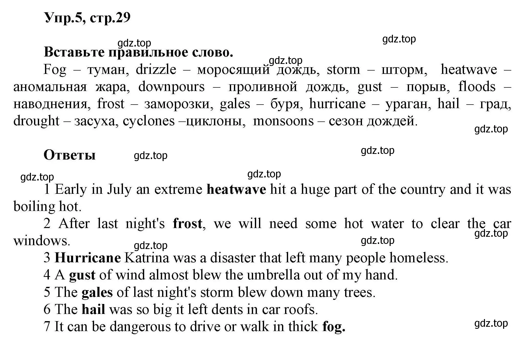 Решение номер 5 (страница 29) гдз по английскому языку 11 класс Баранова, Дули, лексический практикум