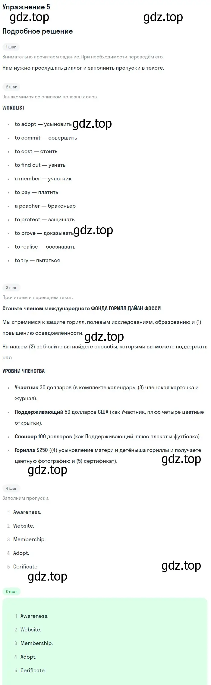 Решение 2. номер 5 (страница 58) гдз по английскому языку 11 класс Афанасьева, Дули, рабочая тетрадь