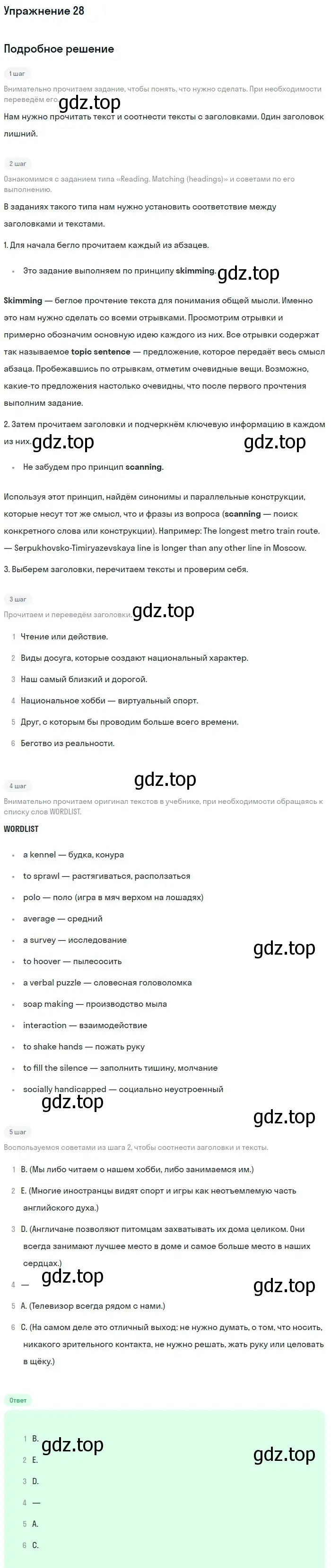 Решение номер 28 (страница 138) гдз по английскому языку 11 класс Биболетова, Бабушис, учебник