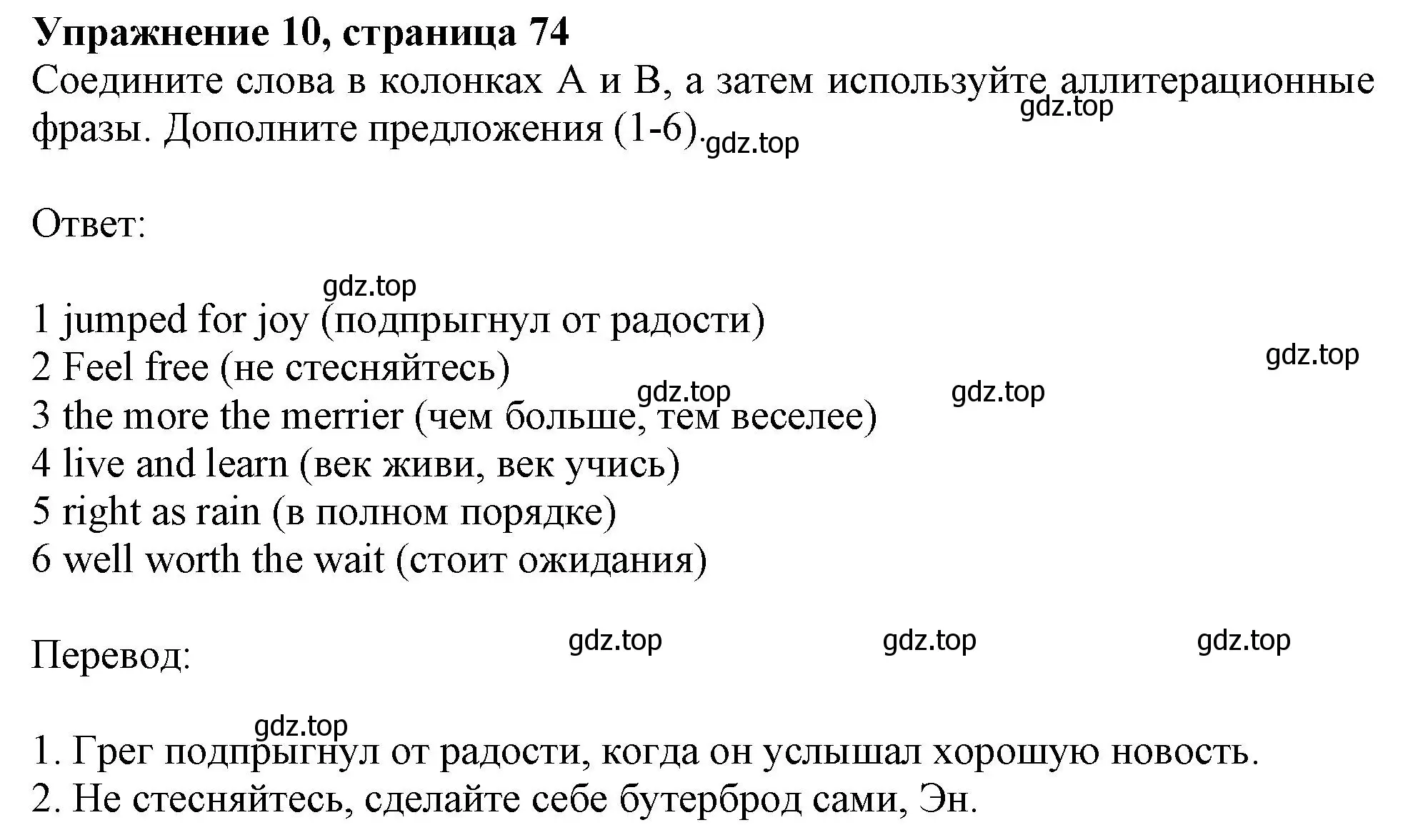 Решение 2. номер 10 (страница 74) гдз по английскому языку 11 класс Афанасьева, Дули, учебник