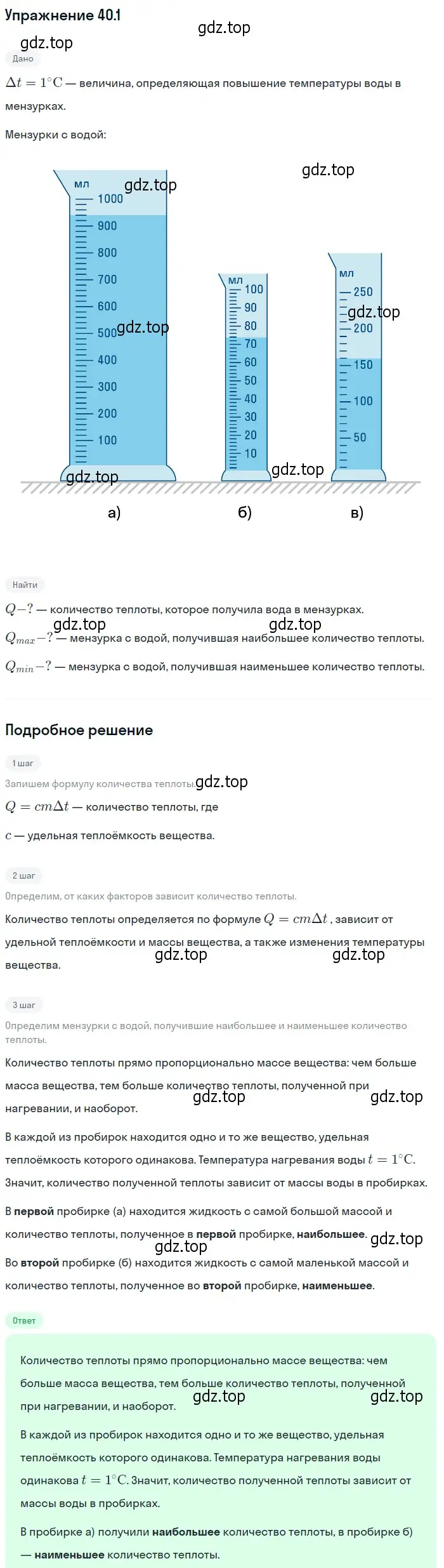 Решение номер 40.1 (страница 149) гдз по физике 7-9 класс Лукашик, Иванова, сборник задач