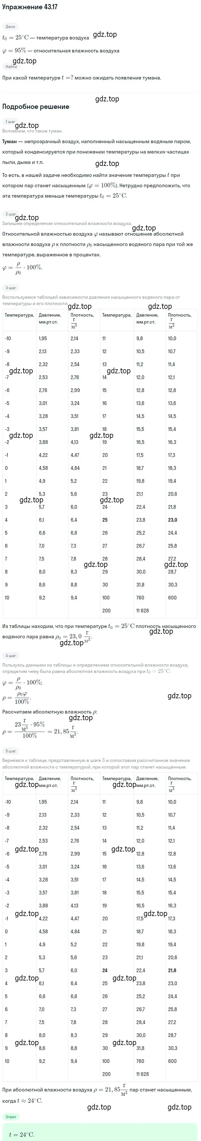 Решение номер 43.17 (страница 163) гдз по физике 7-9 класс Лукашик, Иванова, сборник задач