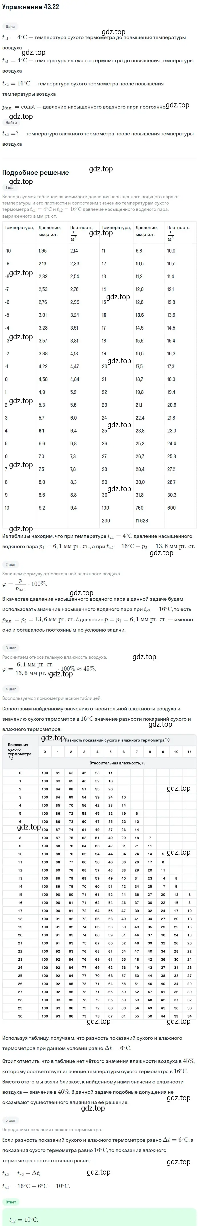 Решение номер 43.22 (страница 164) гдз по физике 7-9 класс Лукашик, Иванова, сборник задач