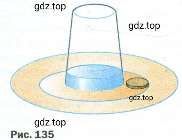 Рисунок 135, придумать, как достать монету, не замочив рук