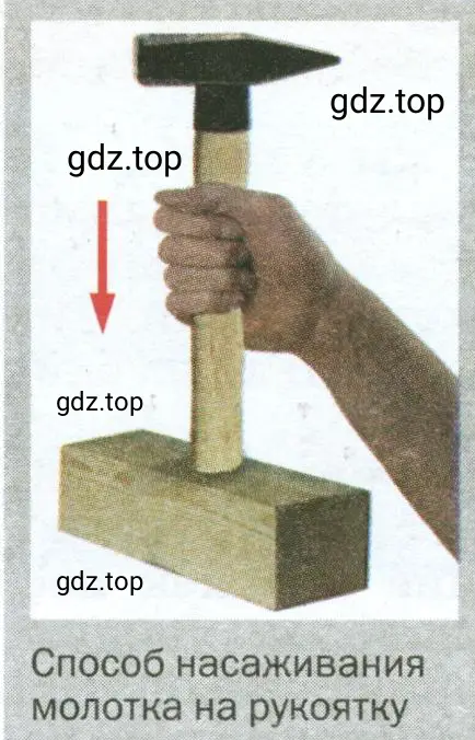 Объяснить способ насаживания молотка на рукоятку