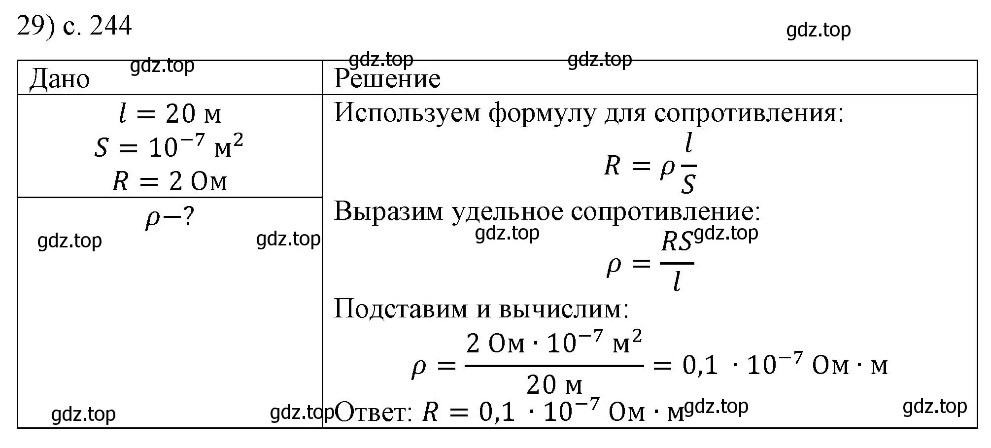 Решение номер 29 (страница 244) гдз по физике 8 класс Перышкин, Иванов, учебник