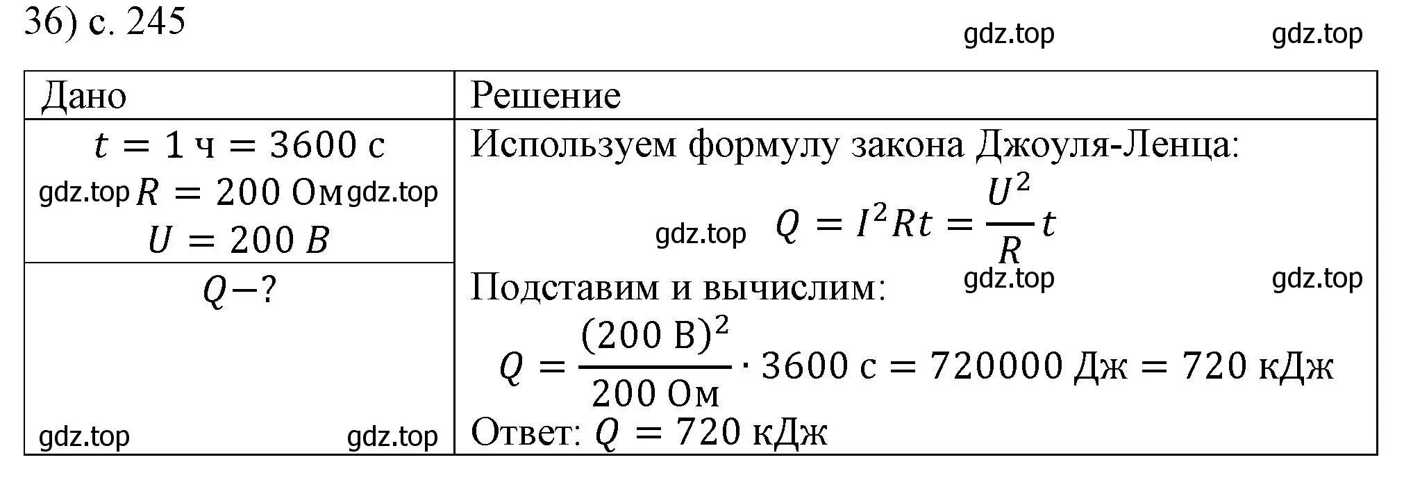 Решение номер 36 (страница 245) гдз по физике 8 класс Перышкин, Иванов, учебник