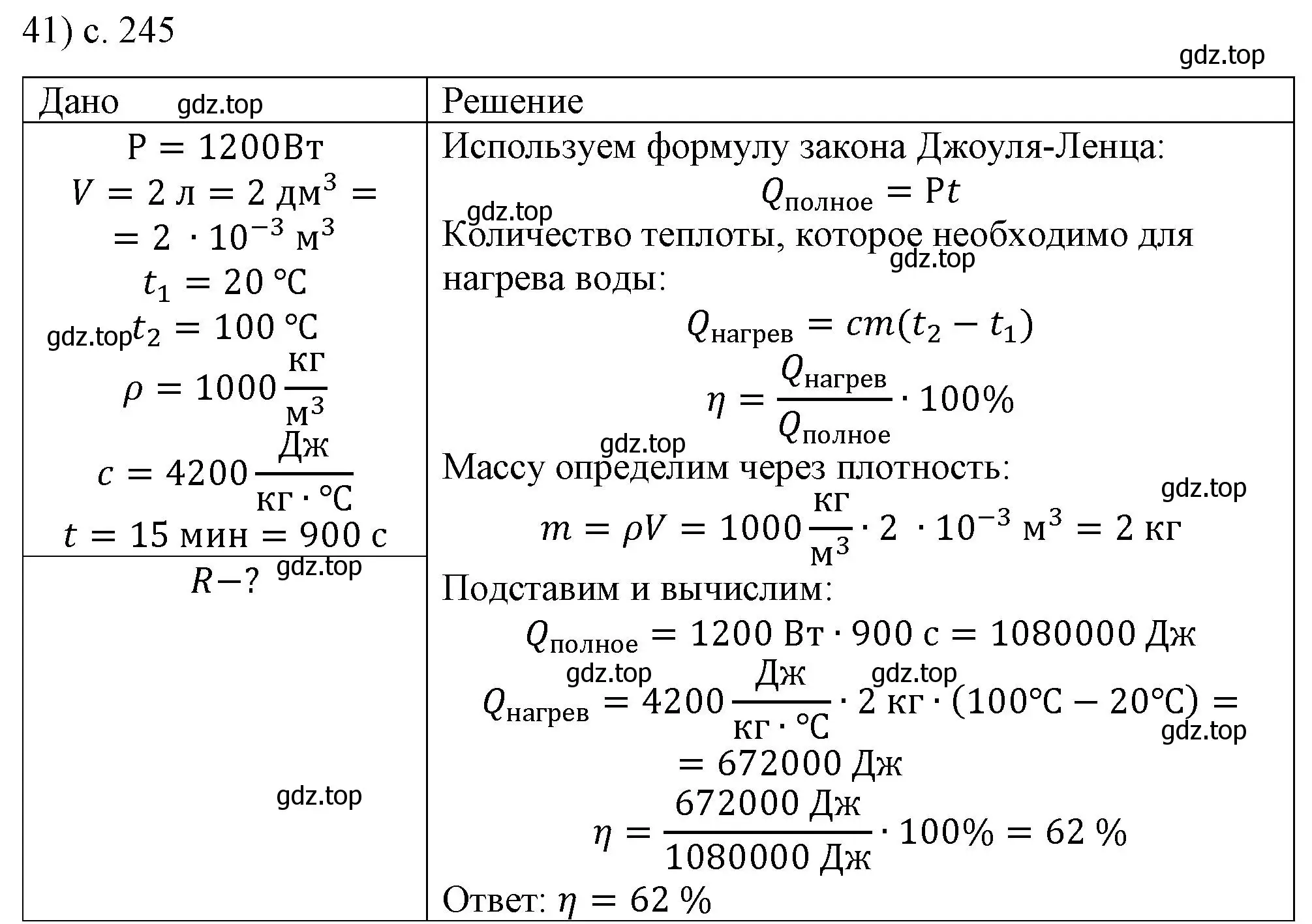 Решение номер 41 (страница 245) гдз по физике 8 класс Перышкин, Иванов, учебник