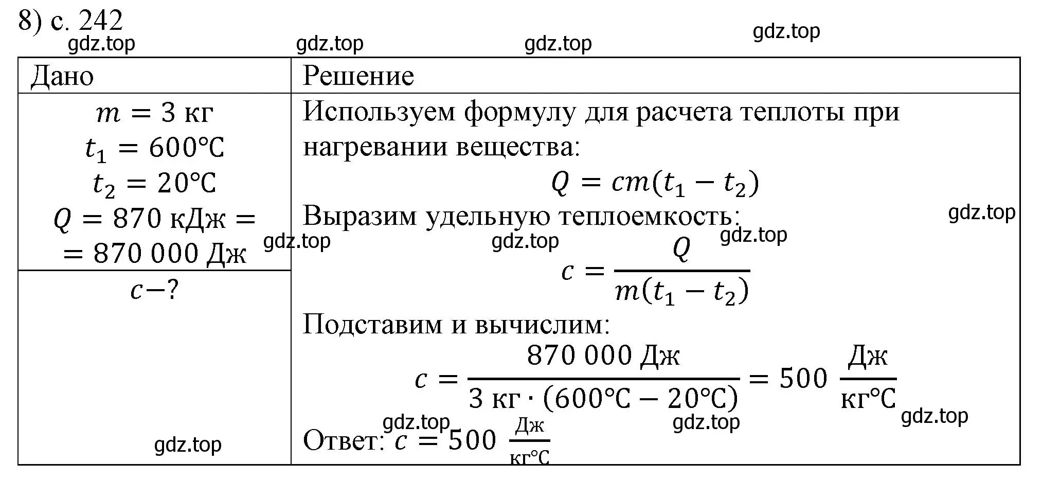 Решение номер 8 (страница 242) гдз по физике 8 класс Перышкин, Иванов, учебник