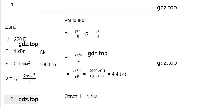 Решение 2. номер 1 (страница 181) гдз по физике 8 класс Перышкин, Иванов, учебник