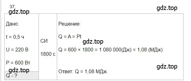 Решение 2. номер 37 (страница 245) гдз по физике 8 класс Перышкин, Иванов, учебник