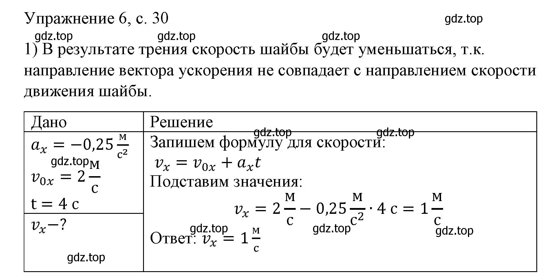 Решение номер 1 (страница 30) гдз по физике 9 класс Перышкин, Гутник, учебник