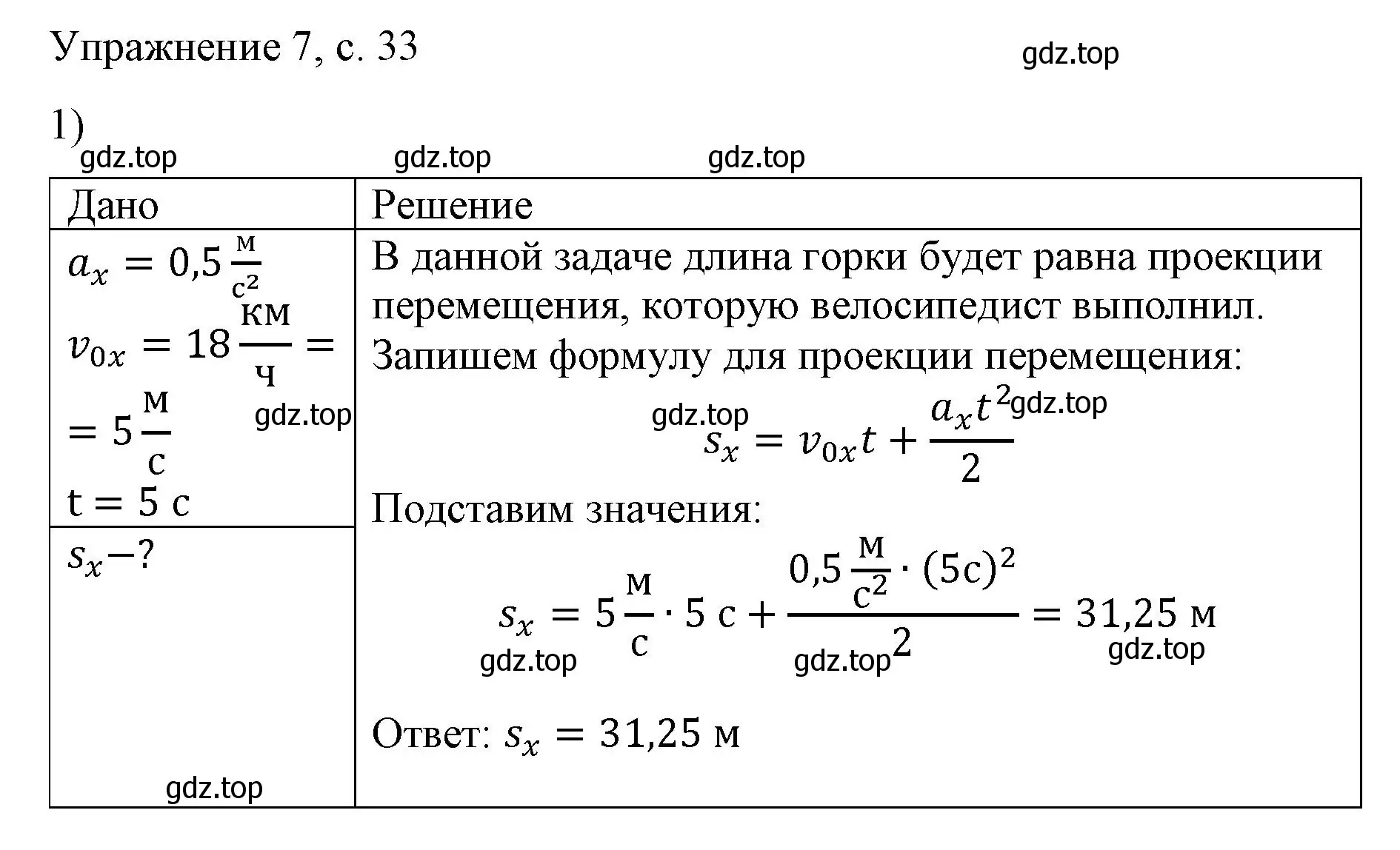 Решение номер 1 (страница 33) гдз по физике 9 класс Перышкин, Гутник, учебник