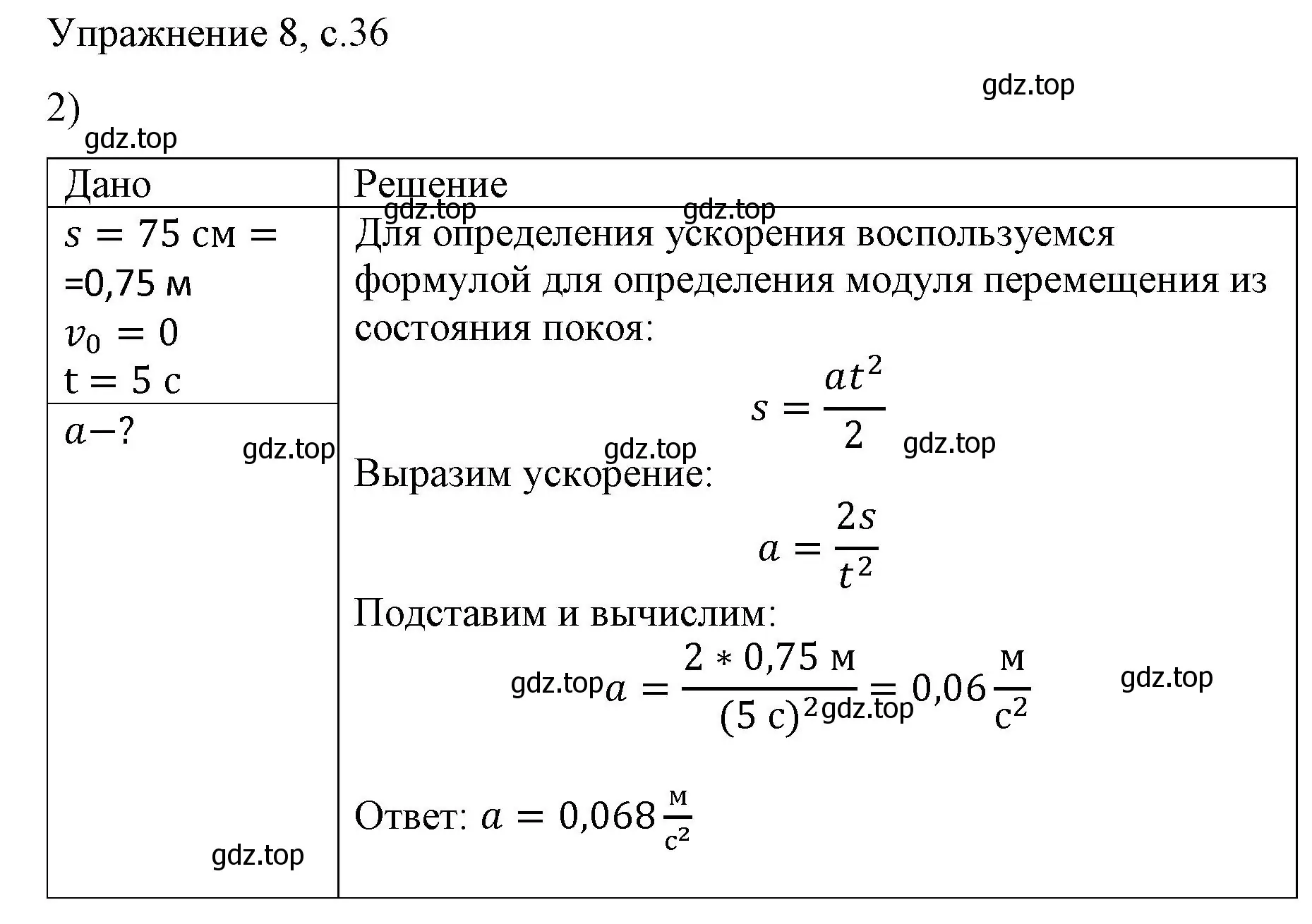 Решение номер 2 (страница 36) гдз по физике 9 класс Перышкин, Гутник, учебник