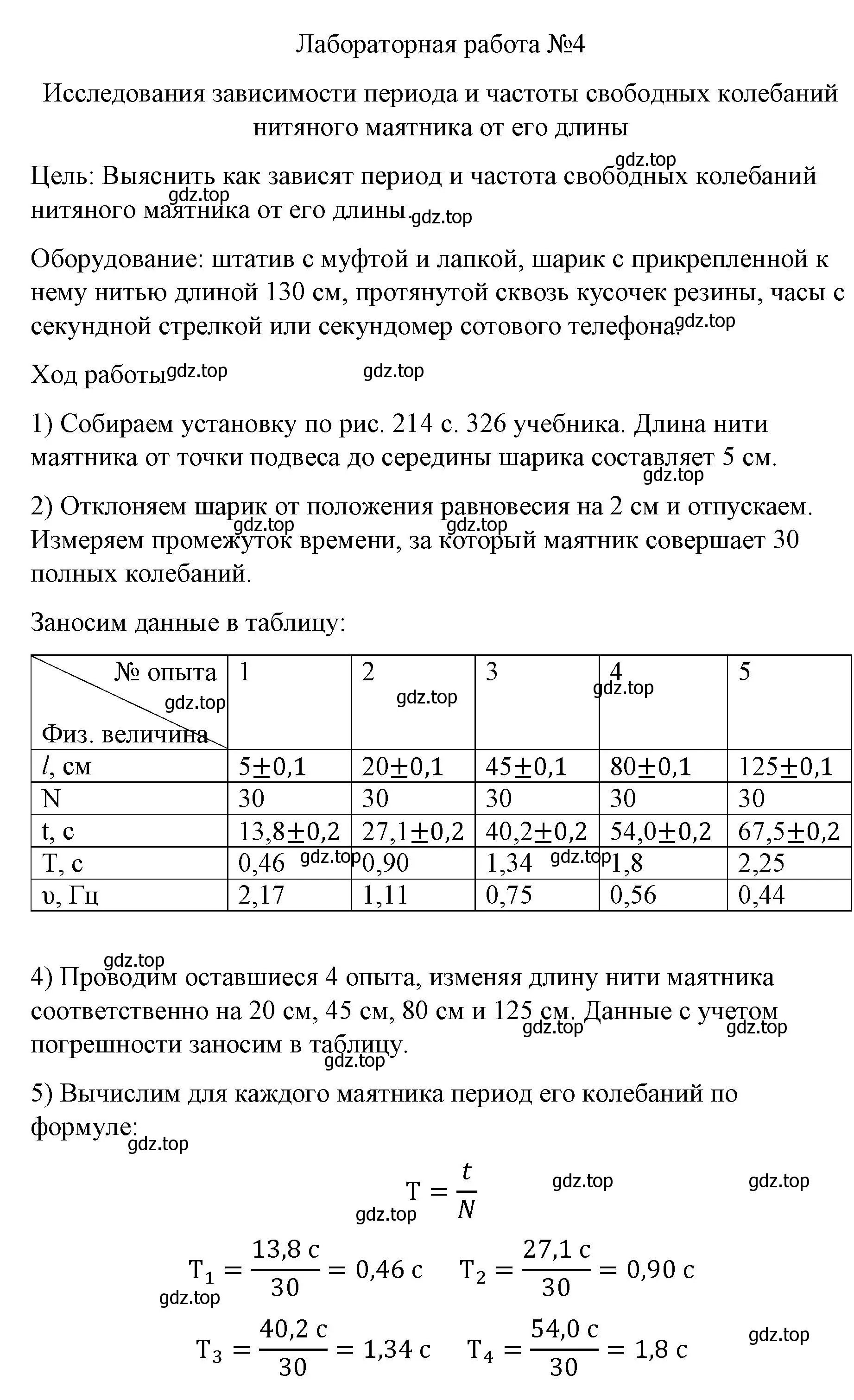 Решение  Лабораторная работа 4 (страница 326) гдз по физике 9 класс Перышкин, Гутник, учебник